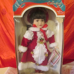 1998 Vanessa Christmas Doll by Vanessa Ricardi Hnad Painted Porcelain Doll Boxed
