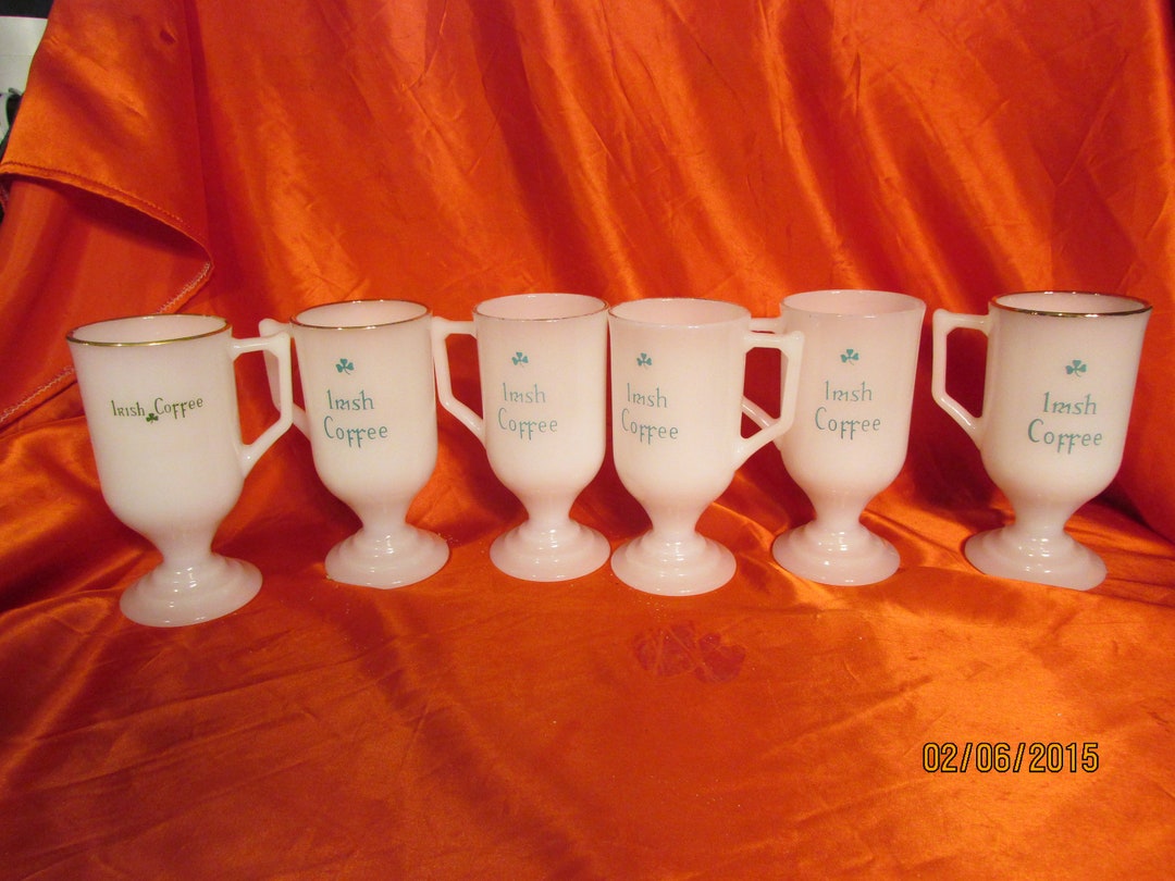 6 Vintage Irish Coffee Milk Glass Mugs 1 is Different Etsy