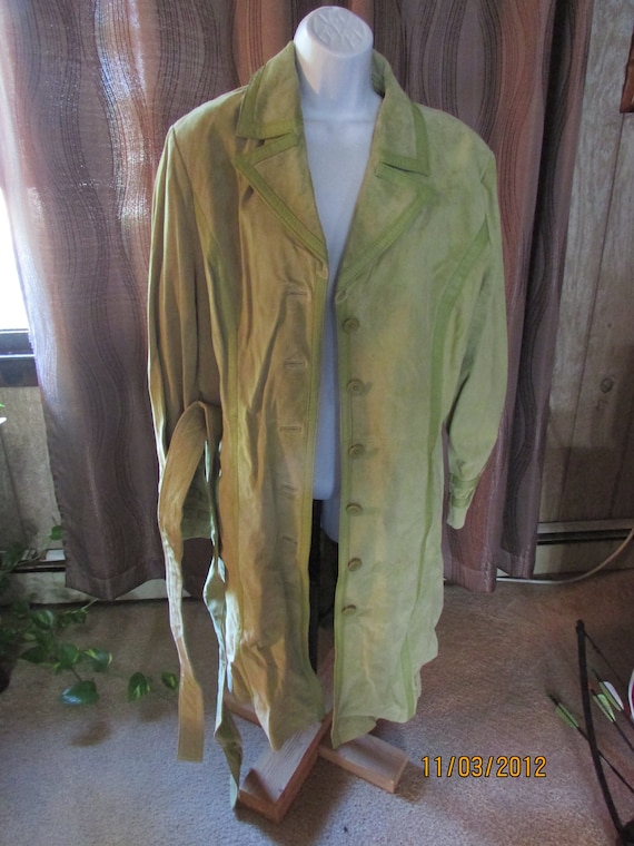 Vintage Green Suede Leather Coat Willi Smith Size