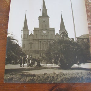 St Louis Cathedral Jackson Square New Orleans Black & White Photo 1930&#39;s 40&#39;s