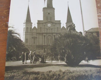 St Louis Cathedral Jackson Square New Orleans Black & White Photo 1930's 40's