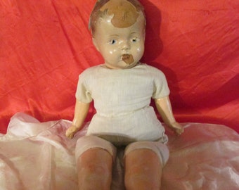 Vintage 1920's Composition Doll 23" In Need Of Doll Hospital