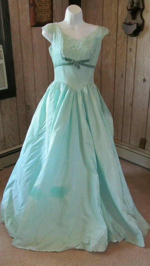 Vintage Ladies Aqua Prom Gown Lace Union Made 1930's 40's - Etsy Australia