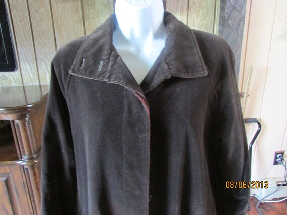 Vintage Brown Croduroy Long Womens Coat Size L By… - image 2