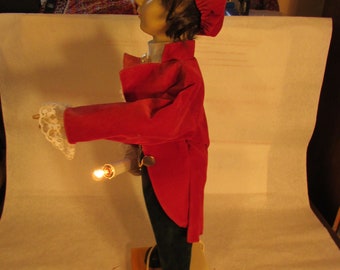 Vintage Animated Boy Christmas Caroler.. 24" Light Up Candle Moving