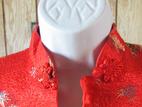 1970's Red Asian Embroidered Jacket Size 36 / sma… - image 10