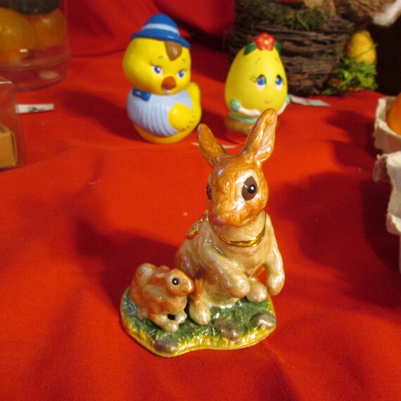 Cherished Treasures Bunny Rabbit Trinket Box Mommy & … - Gem