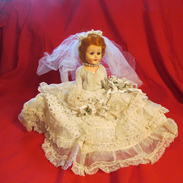 Vintage 1950's Bride Doll 10" Bridal Shower Bride Doll for Centerpiece