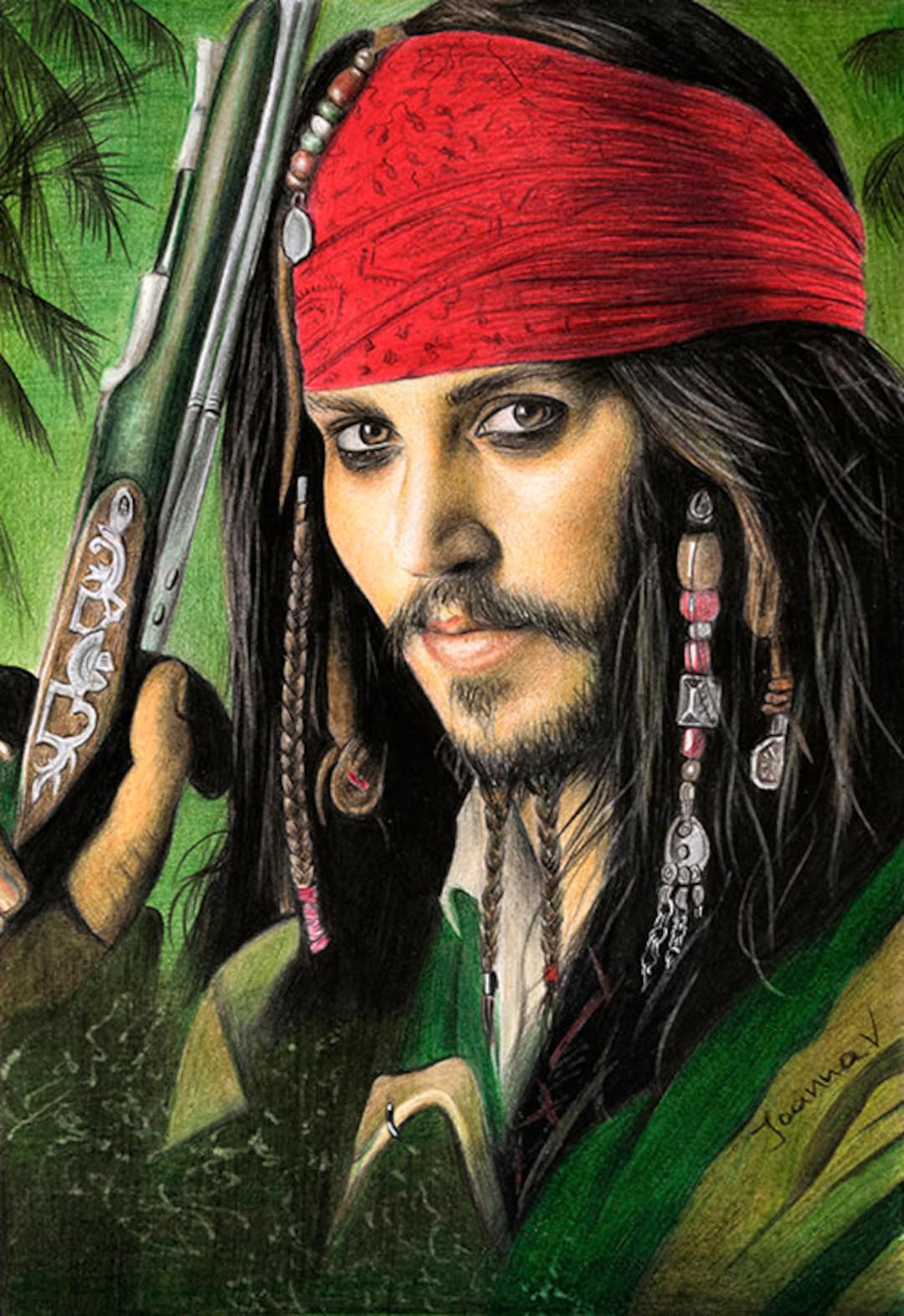 Buy Johnny Depp as Captain Jack Sparrow Original Fine Art Colored ...