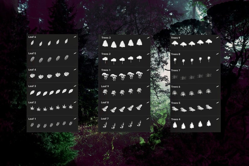Trees and leaves brushes procreate image 1