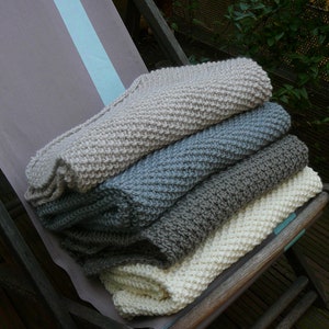 plaid, hand-knitted wool blanket