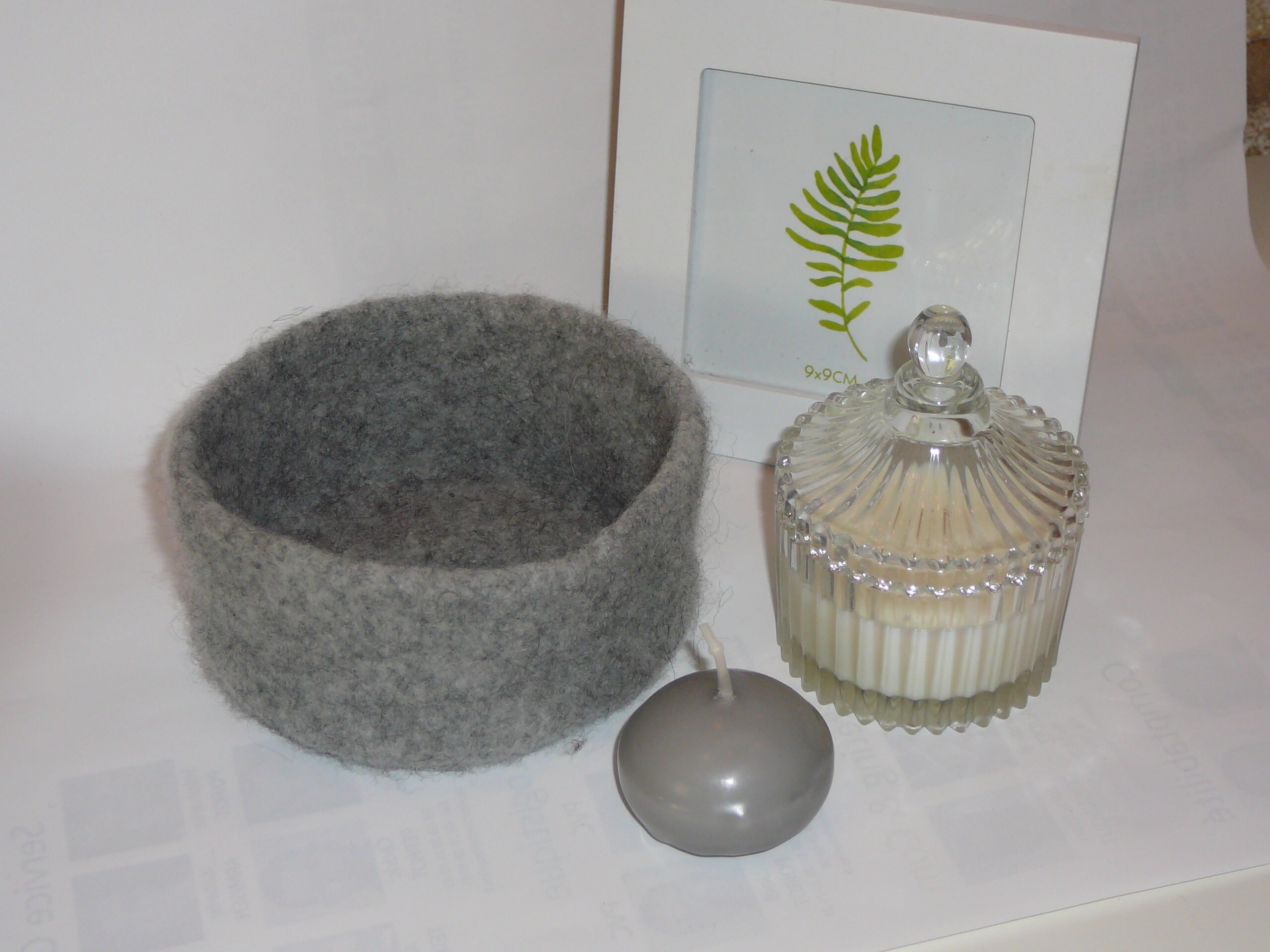 Corbeille en Laine Feutrée Gris Beige