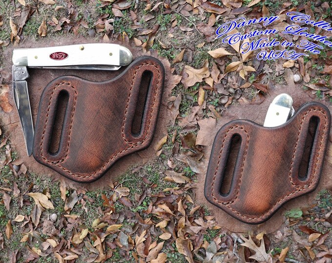 Buffalo Leather Knife Sheath, Pancake Style Sheath, Case Mini Trapper