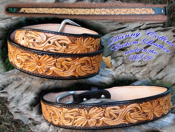 Tooled leather belts Western Floral Belts Hand Tooled Belts | Etsy
