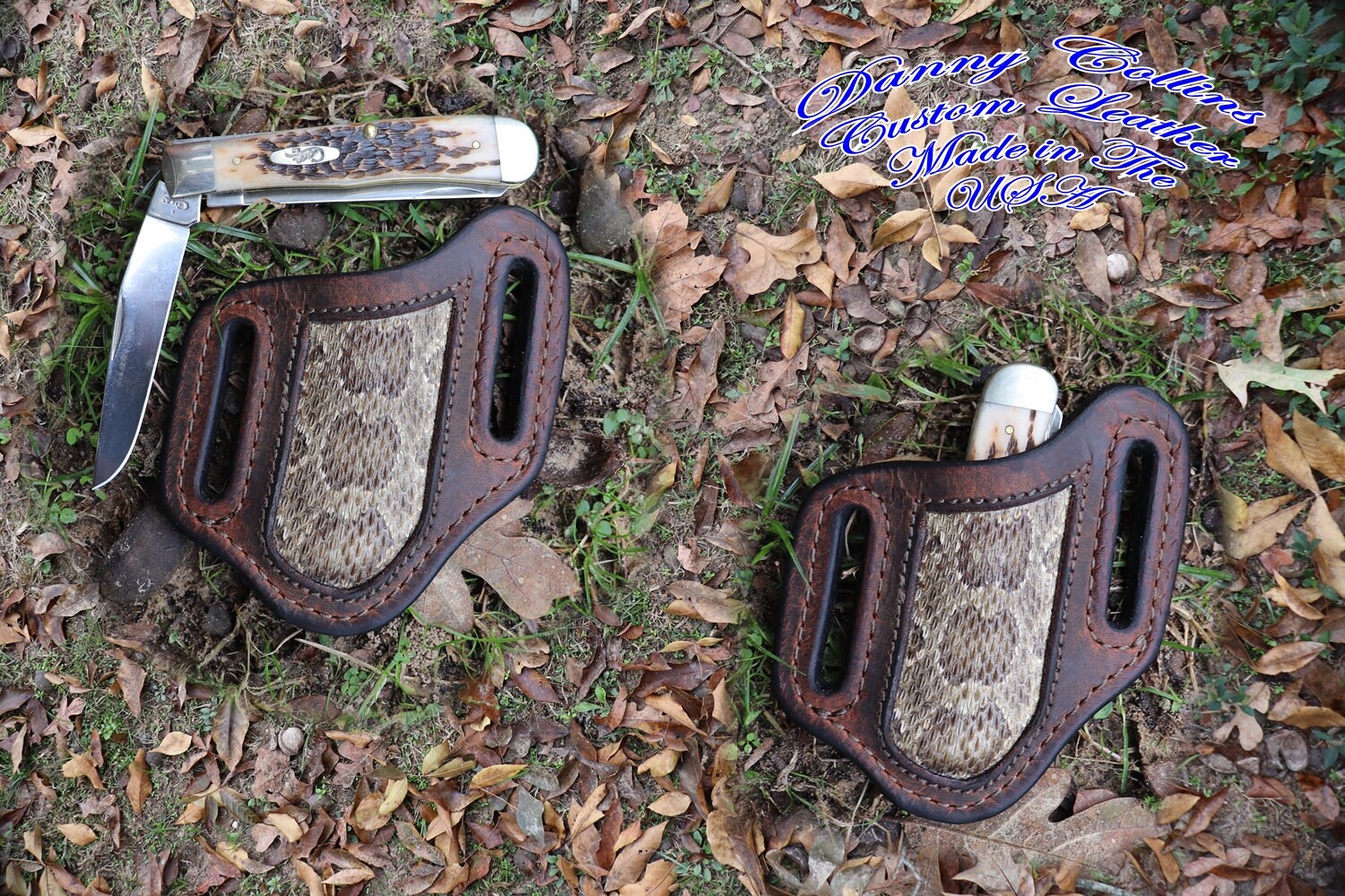 Case Trapper Buffalo Knife Sheath with Rattlesnake Inlay, Case Trapper