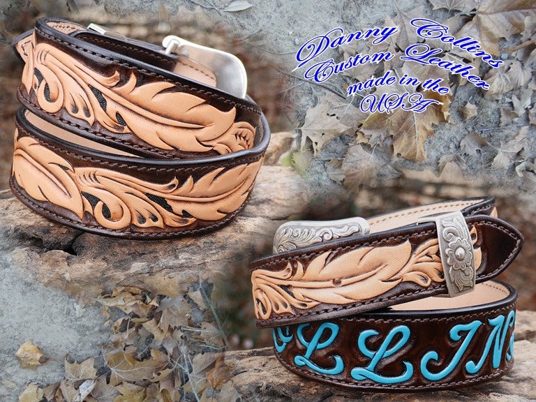 tooled leather belt