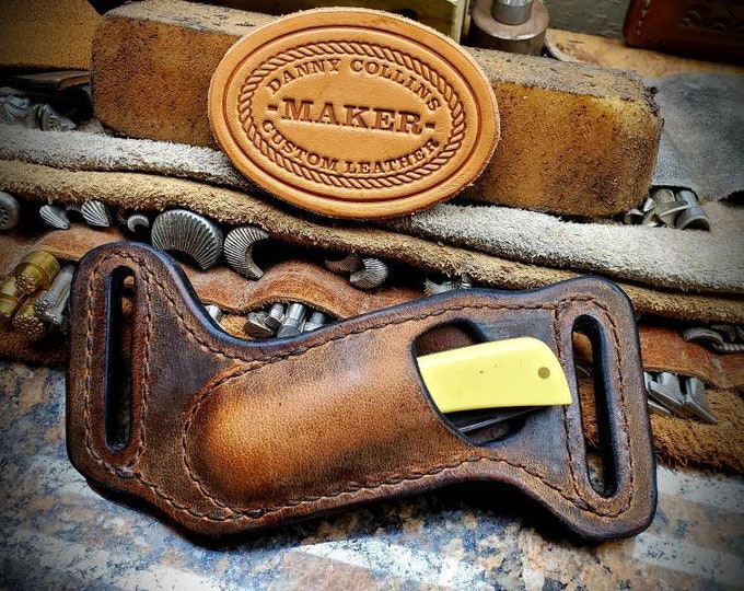 Case Sod Buster Jr. Sheath, Buffalo Leather Knife Sheath, Horizontal