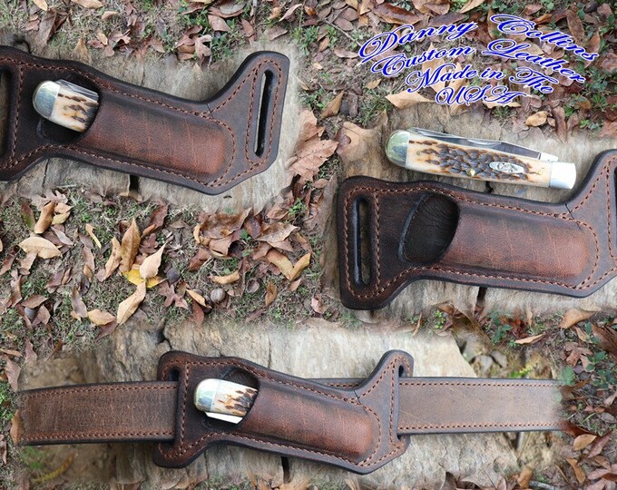 Case Trapper Sheath, Buffalo Leather Knife Sheath, Horizontal Knife