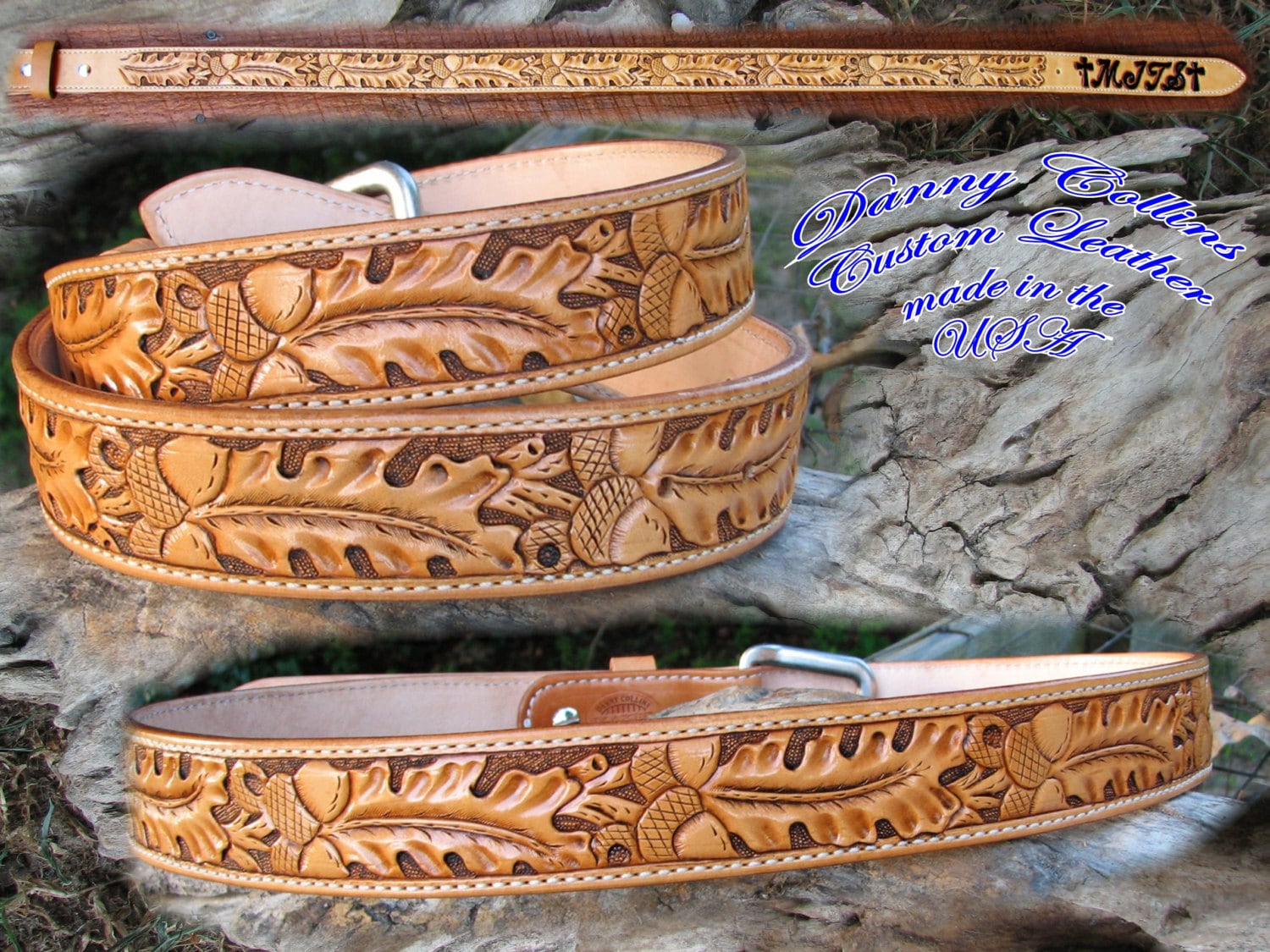 Tooled leather belts, Western Floral Belts, Hand Tooled Oakleaf and