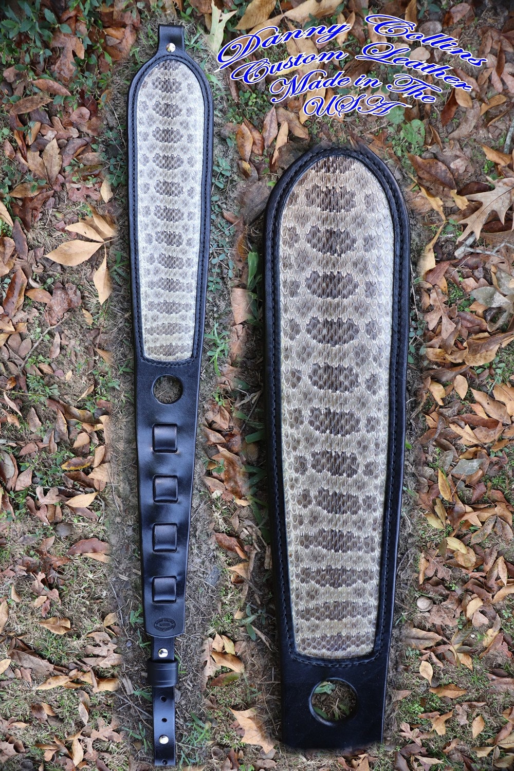 Black On Black Rattlesnake Rifle sling, Rifle Sling, Snake Skin