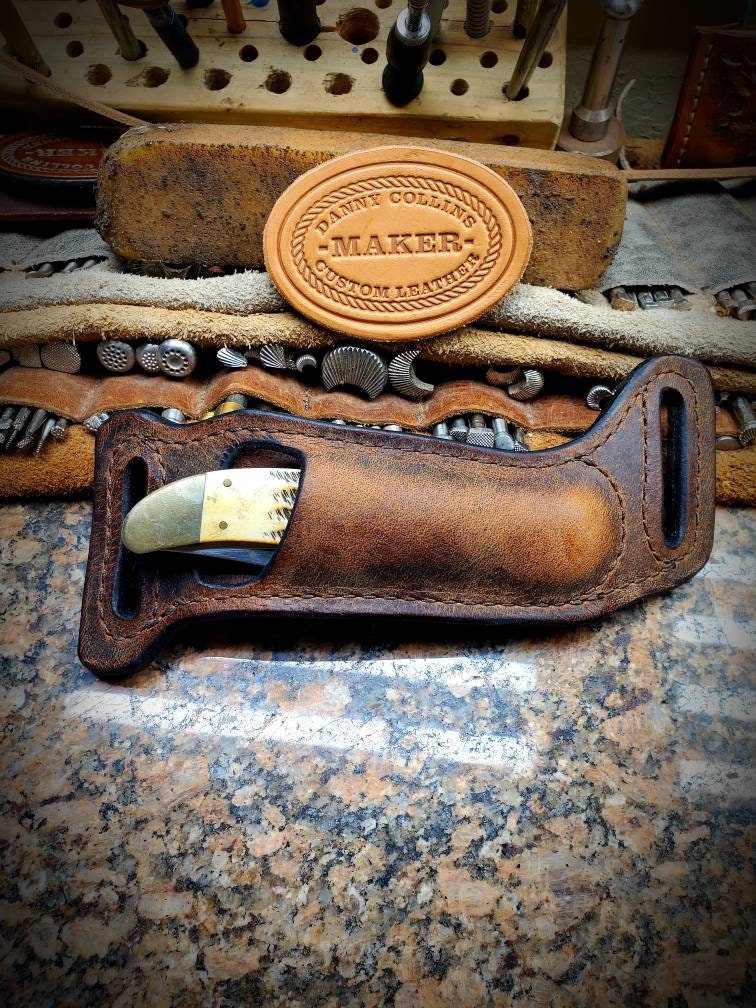 Case Folding Hunter sheath, Buffalo leather Knife Sheath, Horizontal