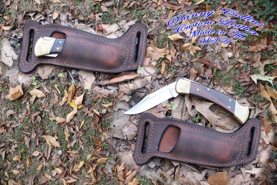 Buck 110 sheath Buffalo leather Knife Sheath Horizontal | Etsy