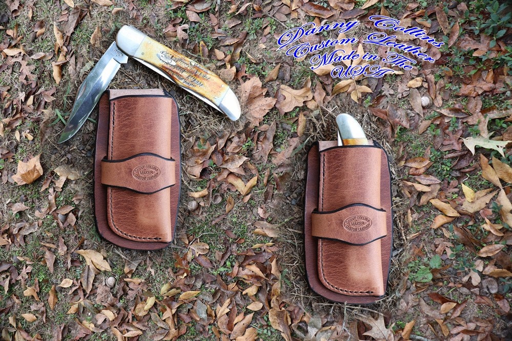 Case Folding Hunter Sheath, Cowboy knife sheath, Harness Leather Knife
