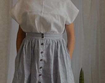 Linen skirt  - knee length skirt - women linen skirt