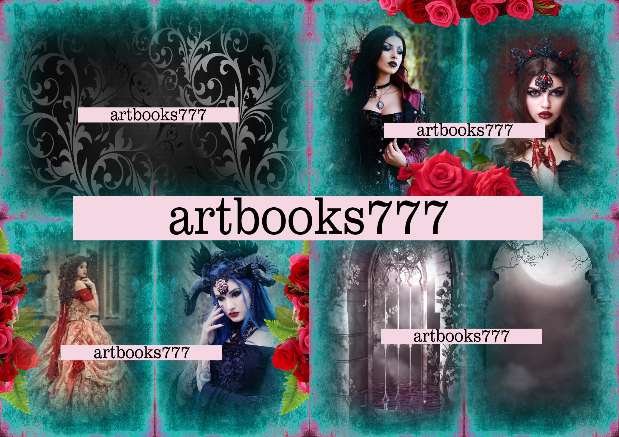 Gothic Ladies 2. Scrapbooking digital paper trash magazine Etsy