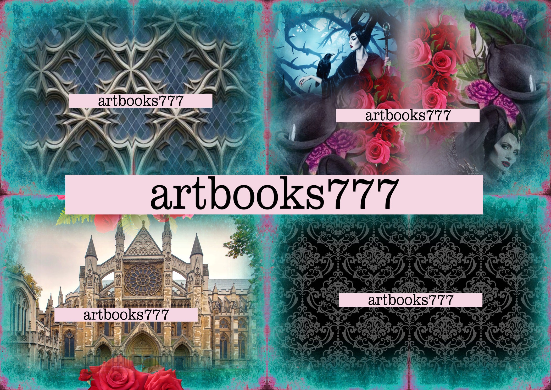 Gothic Ladies 2. Scrapbooking digital paper trash magazine Etsy