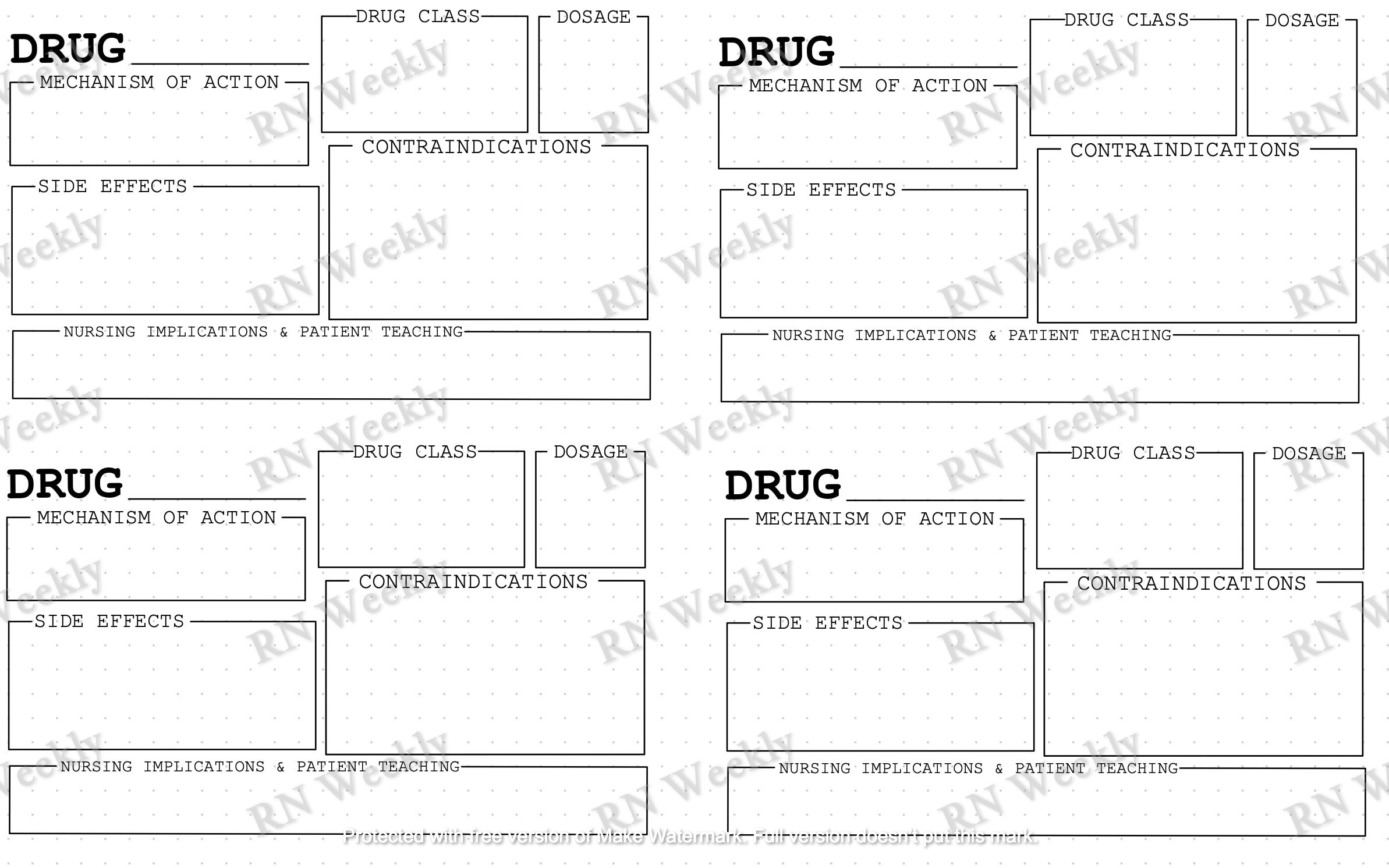 Drug Card / Pharmacology Nursing Template Digital Download Etsy
