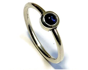 Delicate silver ring with iolite (also cordierite) in cabochon cut, Delicate silver ring with iolite cabochon