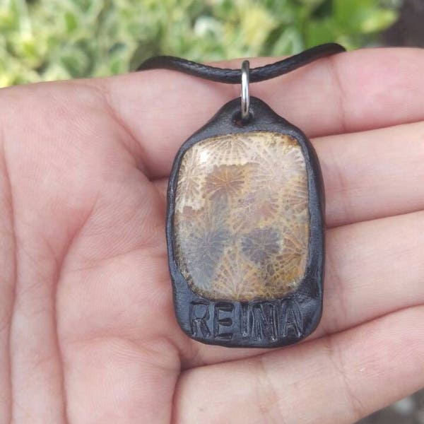 Reina Fossil Coral Pendant Necklace