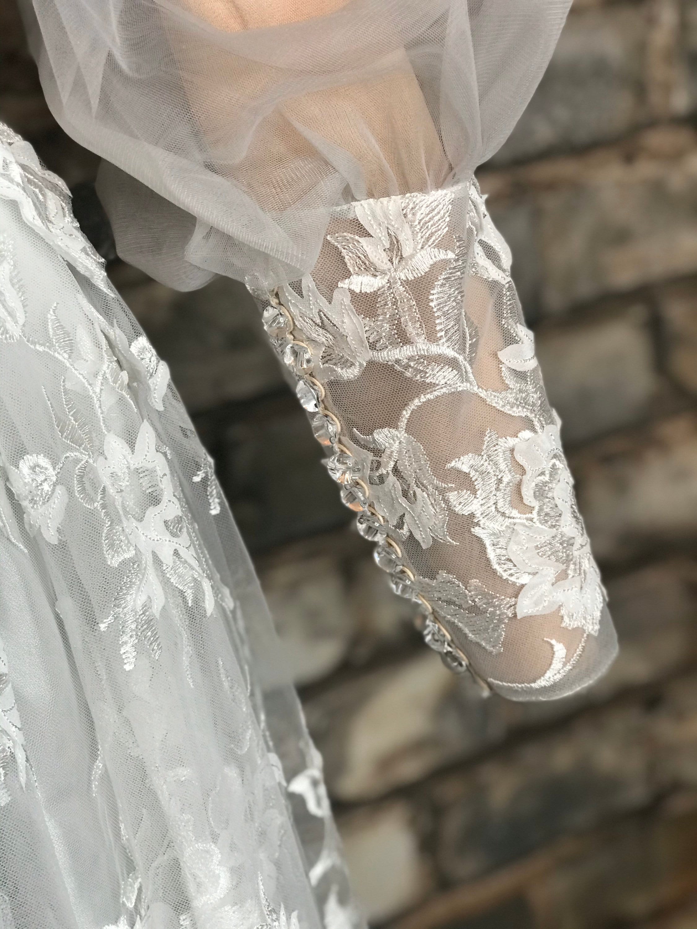 Detachable sleeves for the wedding dress Puffy cloudy long Etsy