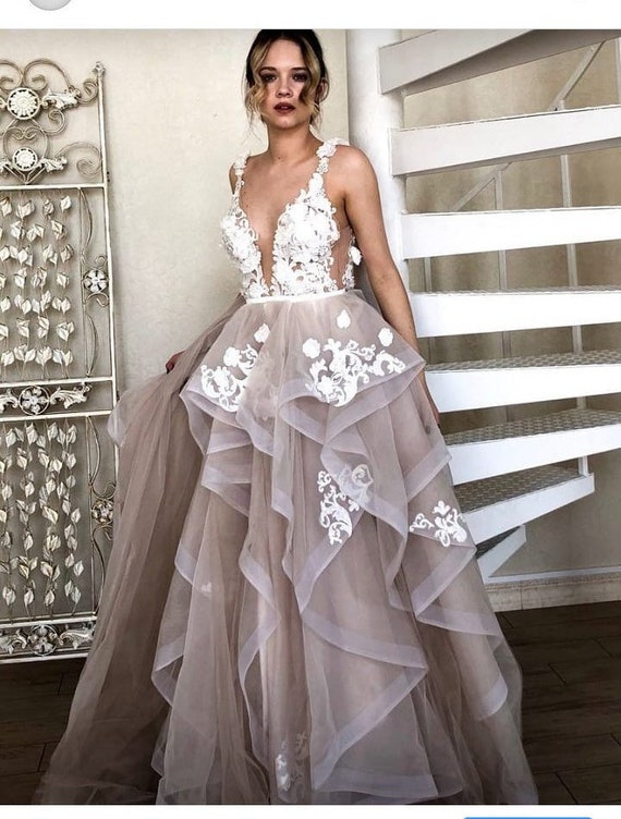 blush wedding dress