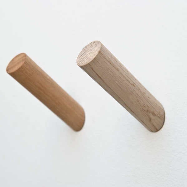 Minimalist oak wall hook, wardrobe hook, oak wall hook in Scandinavian design