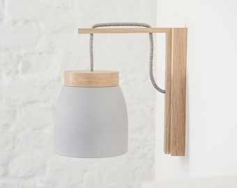 Non. 11 L - céramique - applique murale en bois de chêne - pour prise murale en huit couleurs - opt. Interrupteur - fait main - mat - blanc - gris - noir