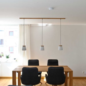 Kap van eikenhout hanglamp ophanging voor eettafel en toonbank verborgen stroomverdeling hanglamp baldakijn afbeelding 7