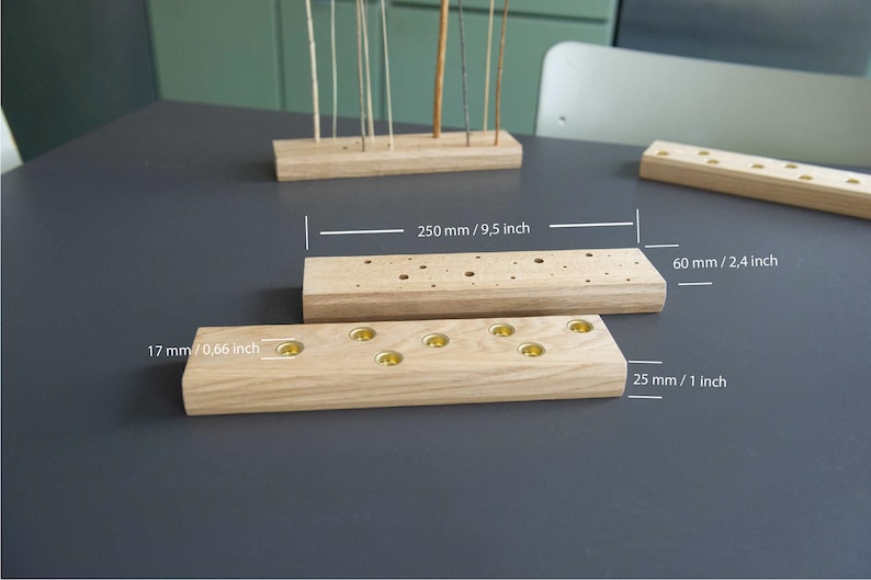 TrockenBlumenbrett Kerzenbrett beidseitig nutzbar Eiche Gräserbrett Kerzenhalter Trockenblumenleiste zwei in eins Bild 6