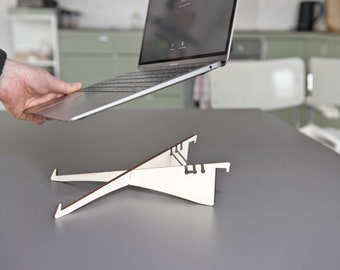 Laptop stand - tablet stand - two in one - lightweight - pluggable - plywood - notebook stand V2.