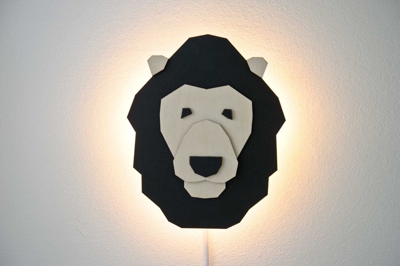 Applique pour enfants lion avec LED dans l'UE prise US/UK image 1