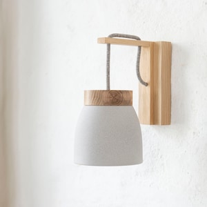 No.11 S - ceramic - oak wood wall light - for wall outlet - many colours - incl. E14 LED bulb opt. switch - handmade - matt