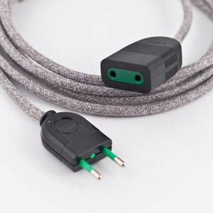 Extension cable - 3 meter - Euro plug - textile cable - connection cable - charger - mobile phone charging