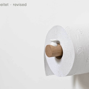 Toilettenpapierhalter skandinavisches Design Eiche und Porzellan minimalistisch überarbeitet Bild 1