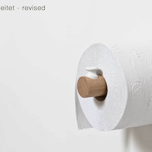 Porta carta igienica - design scandinavo - rovere e porcellana minimalista - rivisitato