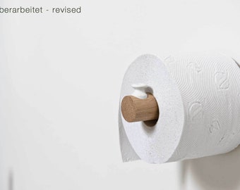 Porte papier toilette - design scandinave - chêne et porcelaine minimaliste - revisité