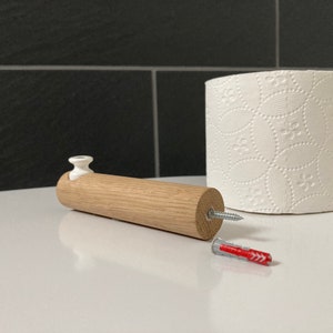 Toilettenpapierhalter skandinavisches Design Eiche und Porzellan minimalistisch überarbeitet Bild 8