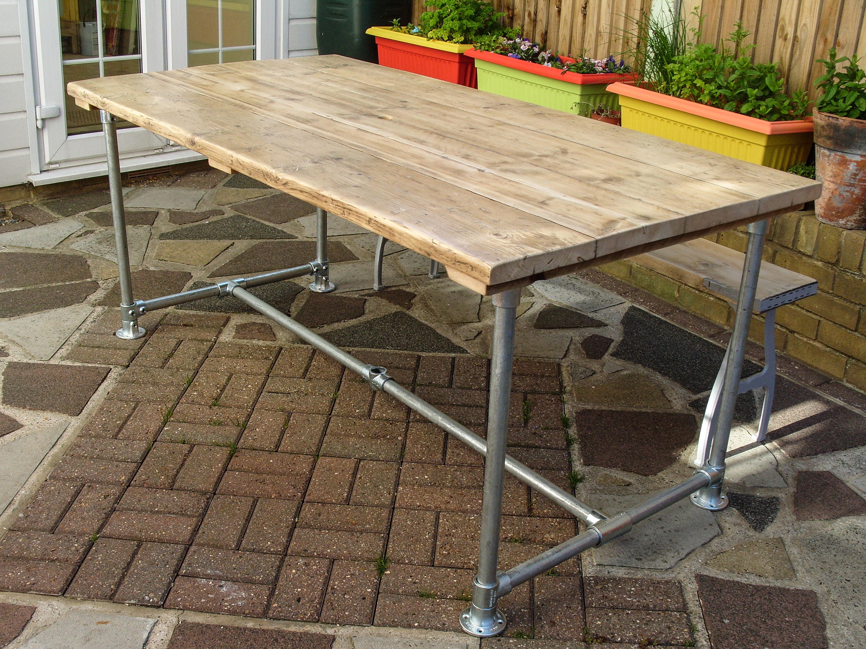 Scaffold Tube Rustic Table made from Reclaimed Scaffold Boards Etsy