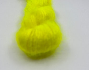 Sale hand dyed  mohair and silk in lace weight, bright yellow, neon yellow mohair yarn,  mohair and silk neon yellow yarn