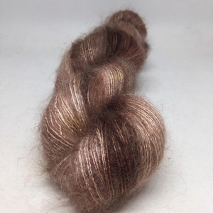 Sale hand dyed skein of mohair and silk in lace weight, tonal chocolate brown mohair silk yarn, rich brown mohair lace yarn, sale price, image 3